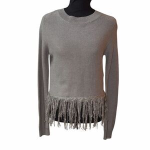 Endless Rose Gray Fringe Sweater(Size Small)